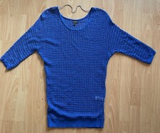 EXPRESS Women’s Metallic Blue Crochet Sweater Dress - LARGE