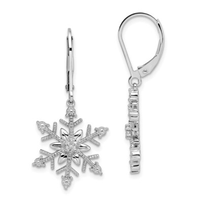 33,8 mm rhodiniert Sterlingsilber Diamant Schneeflocke Ohrstecker