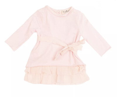 LE PETIT COCO Baby Mädchen hellrosa Kleid Größe 3M mit Bindegürtel Made in Italy