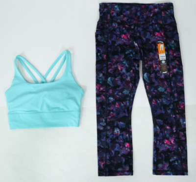 Womens Ladies Avia 2 Piece Sports Bra Capri Leggings Activewear Outfit Size S