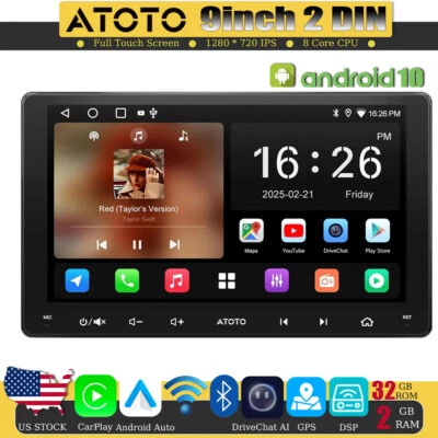 ATOTO Double DIN 9 Inch Wireless CarPlay Android Car Stereo Radio GPS Navigation