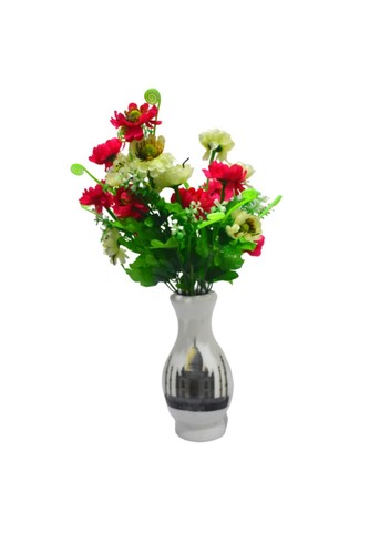Taj Mahal Pattern Wooden Vase With Artificial Flower For Home Office Decoration - 第 1/5 張圖片