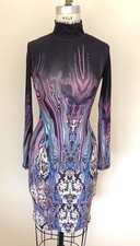 ALEXANDER McQUEEN $2,165 Psychedelic Animal Print Sheath Dress w/rhinestone XS