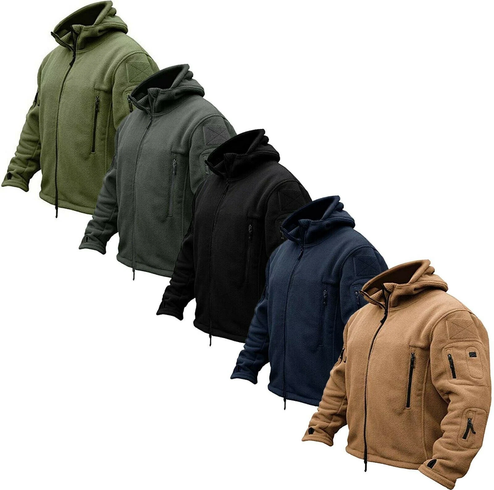 Tactical Recon Full Zip Fleece Jacket Army Hoodie Security Police Hoody Combat