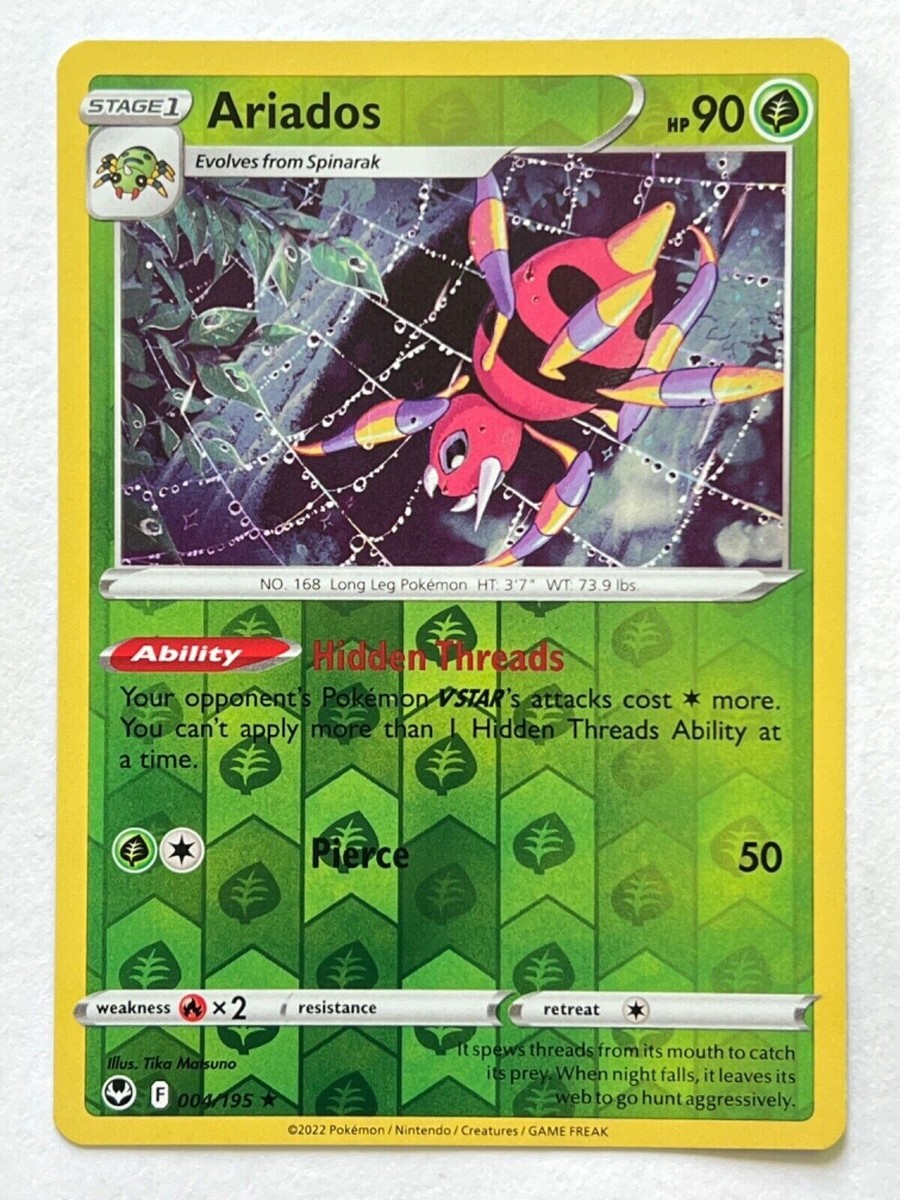 アリアドス ポケモンカード　ホロ Ariados - 004/195 - Reverse Holo Rare - Silver Tempest - Pokemon