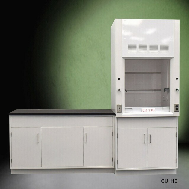 3' New Fisher American Fume Hood w/ Storage & 5' Laboratory Cabinet E2
