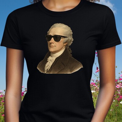 T-Shirt Frauen Alexander Hamilton Sonnenbrille Motiv Baumwolle Größe S bis 3XL