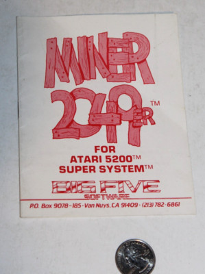 Miner 2049 Atari 5200 Video Game Manual booklet only VTG 1980s 1982 HTF