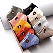 10 Pairs Low Socks Kawaii Cute Bear Pattern Casual Fashion Footwear Women's Wear