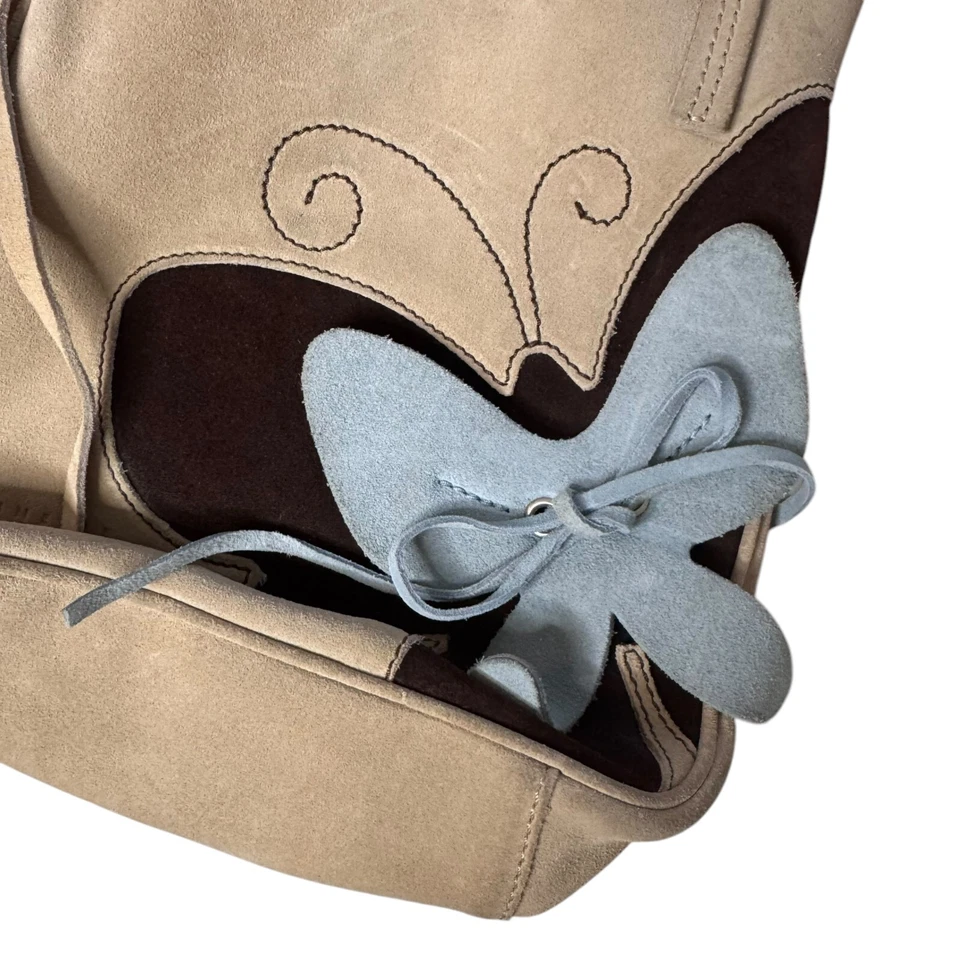 Bolso Cartera Coccinelle Gamuza Mariposa Doble Asa Azul Tostado bv Foto 3 de 4