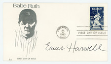 Ernie Harwell Signed Babe Ruth FDC Cachet HOF Tigers Announcer Autographed
