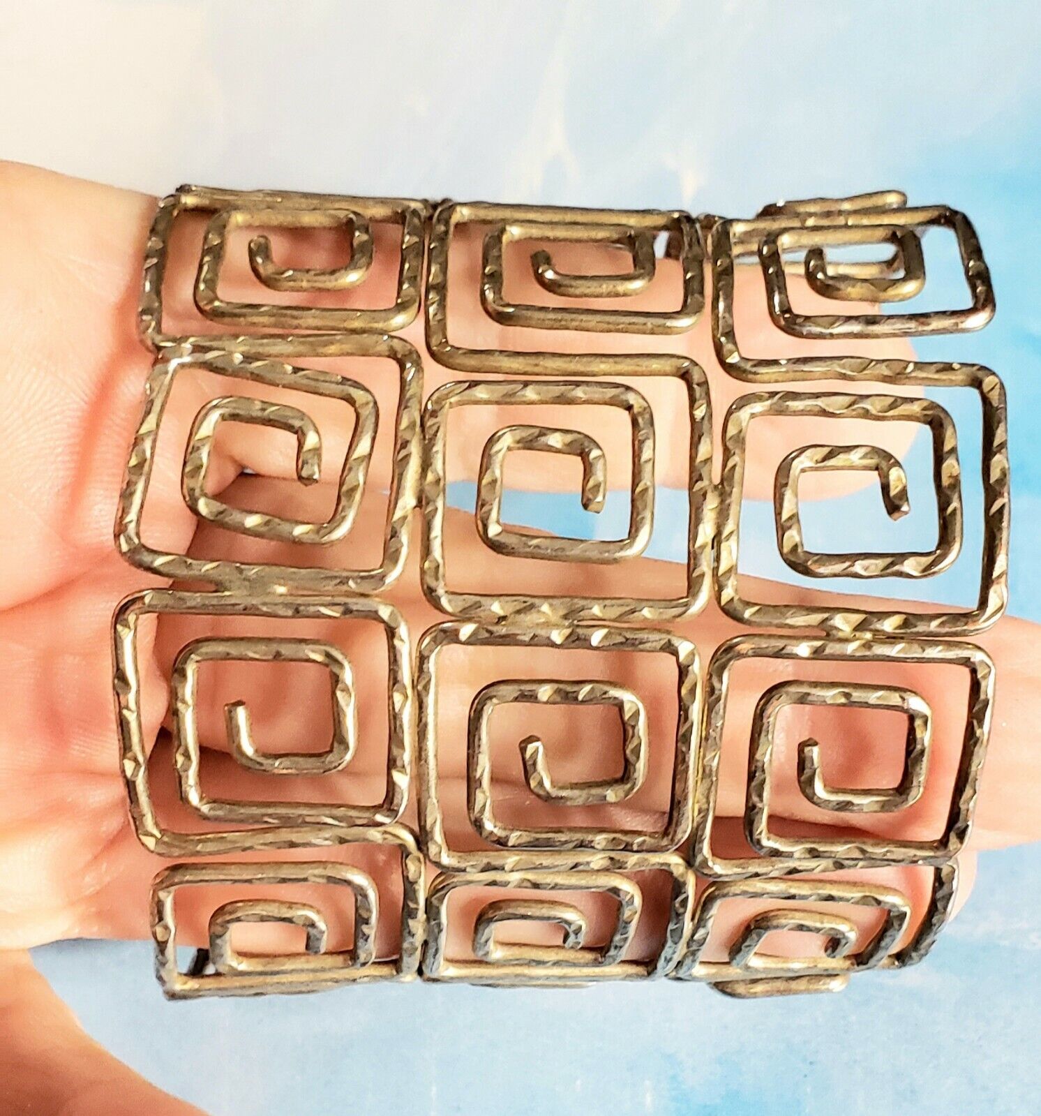 Vintage 1990s Egyptian Revival Style Wide Cuff Br… - image 3