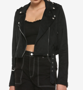 black suede crop jacket