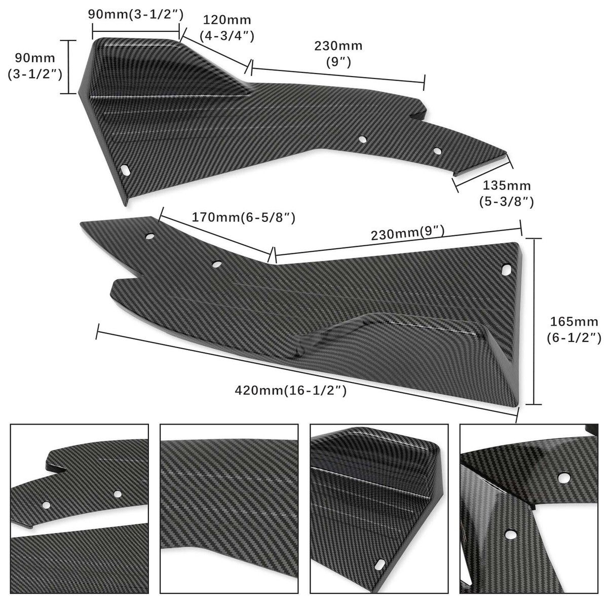 Yurefax Splitter Auto Voorbumper Lip Body Kit Spoiler Splitter Bumper Canard Lip Splitter, for BMW, 3 Serie E90 E91 LCI Facelift 2007-2012 Lip Splitter (Een carbon look) splitter voor de voorlip van