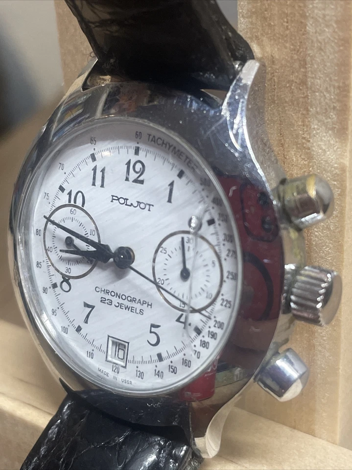 Reloj Hombre Poljot Cronógrafo Unión Soviética 23J Mecánico Cuerda Manual URSS Foto 3 de 4