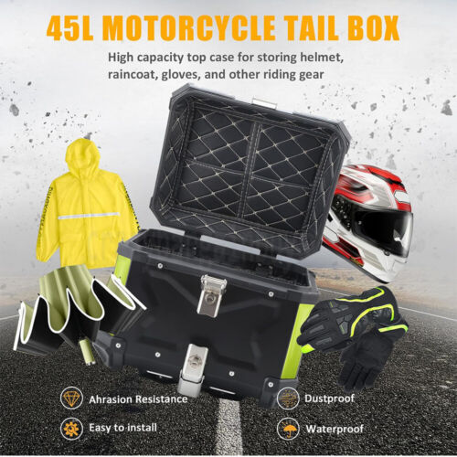 45L Motorcycle Top Box Motorbike Rear Luggage Case Tailbox Aluminium Alloy + Key - Picture 12 of 12