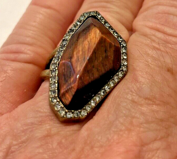 Tiger Eye Statement Ring size 7 - image 3