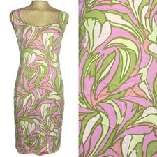 Dolce & Gabbana Pink Green colorful floral Silk bodycon sheath dress IT 42 US 6