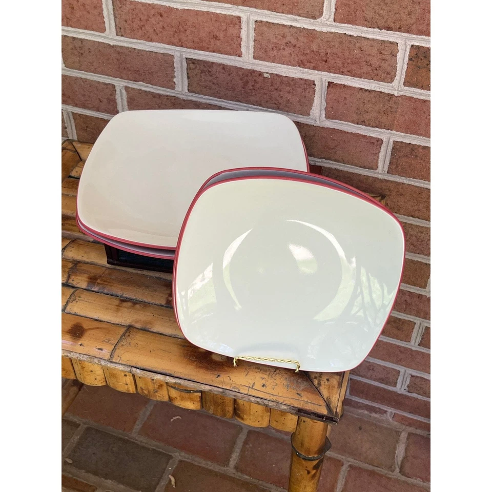 Set of 4 Noritake Colorwave Raspberry Red Square Plates Salad Dinner - Image 4 of 4