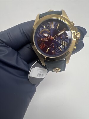 Versus Versace Mens Chrono Lion Gold 44mm Leather Strap  display picture 1