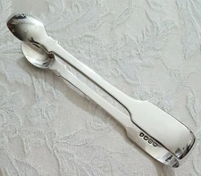 1 London (England) Fiddle Sterling Tongs (year of 1828), 5 1/2”