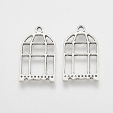 Bird Cage Charms Antiqued Silver Jewelry Supplies Findings Set 26mm 6pcs