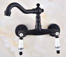 Oil Rubbed Bronze Bathroom Vanity Sink Faucet Swivel Spout Wall Mounted wnf828