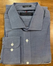 TOMMY HILFIGER MEN'S REGULAR FIT SOLID SHIRT BLUE, 15-15.5 34/35 NWOT