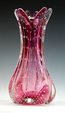 Geschwungene GLASVASE Farbe: KLAR + VIOLETT wohl um 1955