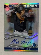 2020 Bowman Chrome Draft Nick Gonzales Class of 2020 Auto 209/250 *MINT* PIRATES