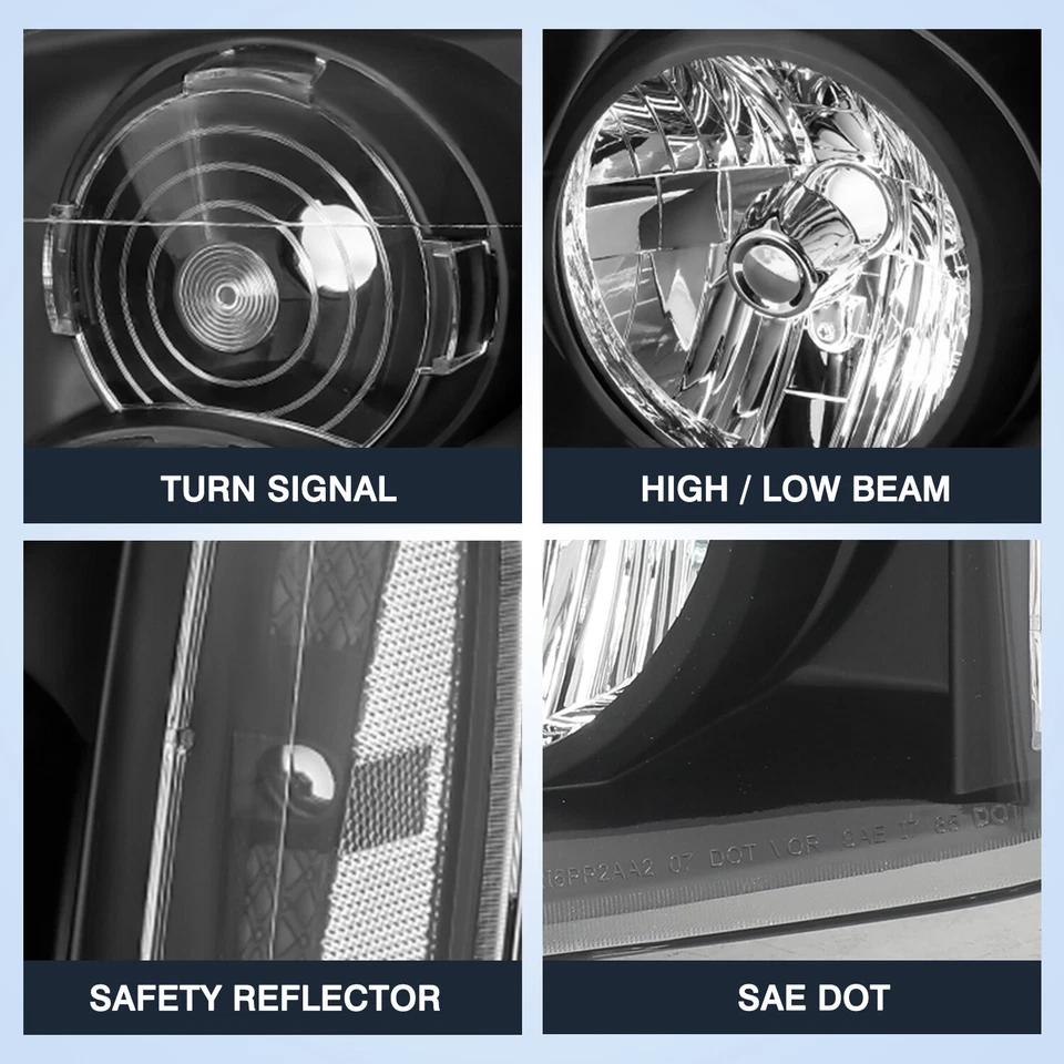 For 2007-2014 GMC Yukon XL 1500 2500 Denali 2Pcs Black Headlights Assembly 07-14 - Image 4 of 4