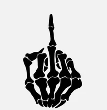 Skeleton Middle Finger Vinyl Decal Funny Car Truck Sticker | Bone Skull Window