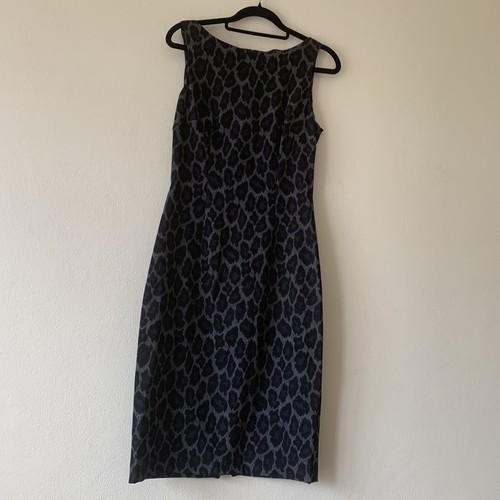 Table Eight Grey Animal Print Shift Dress size 10 Boat Neck Original Vintage 90s - Picture 4 of 10