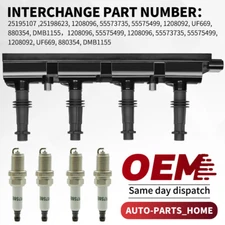 Ignition Coil & 4pcs Spark Plug for 2011-2015 Chevrolet Cruze Volt 1.4L 55579072