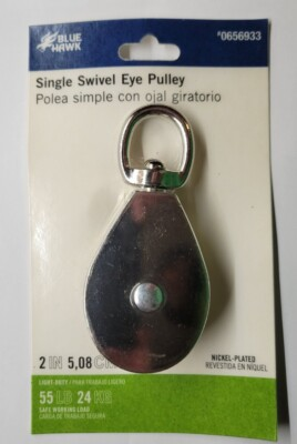 #ad #ad 2quot; in. Blue Hawk Single Swivel Eye Pulley Nickel Plated #0656933 55lb 24kg $11.99
