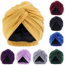 Women Plain Hijab Twist Knot Chemo Caps Elastic Headscarf Muslim Turban Beanie