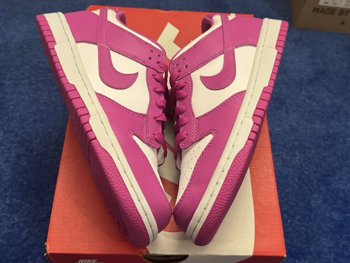 Nike Dunk Low Active Fuchsia GS White Size 5.5y or 7w FJ0704 