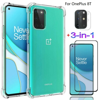 Shockproof Soft Case Cover + Camera Film + Glass Screen Protector For OnePlus 8