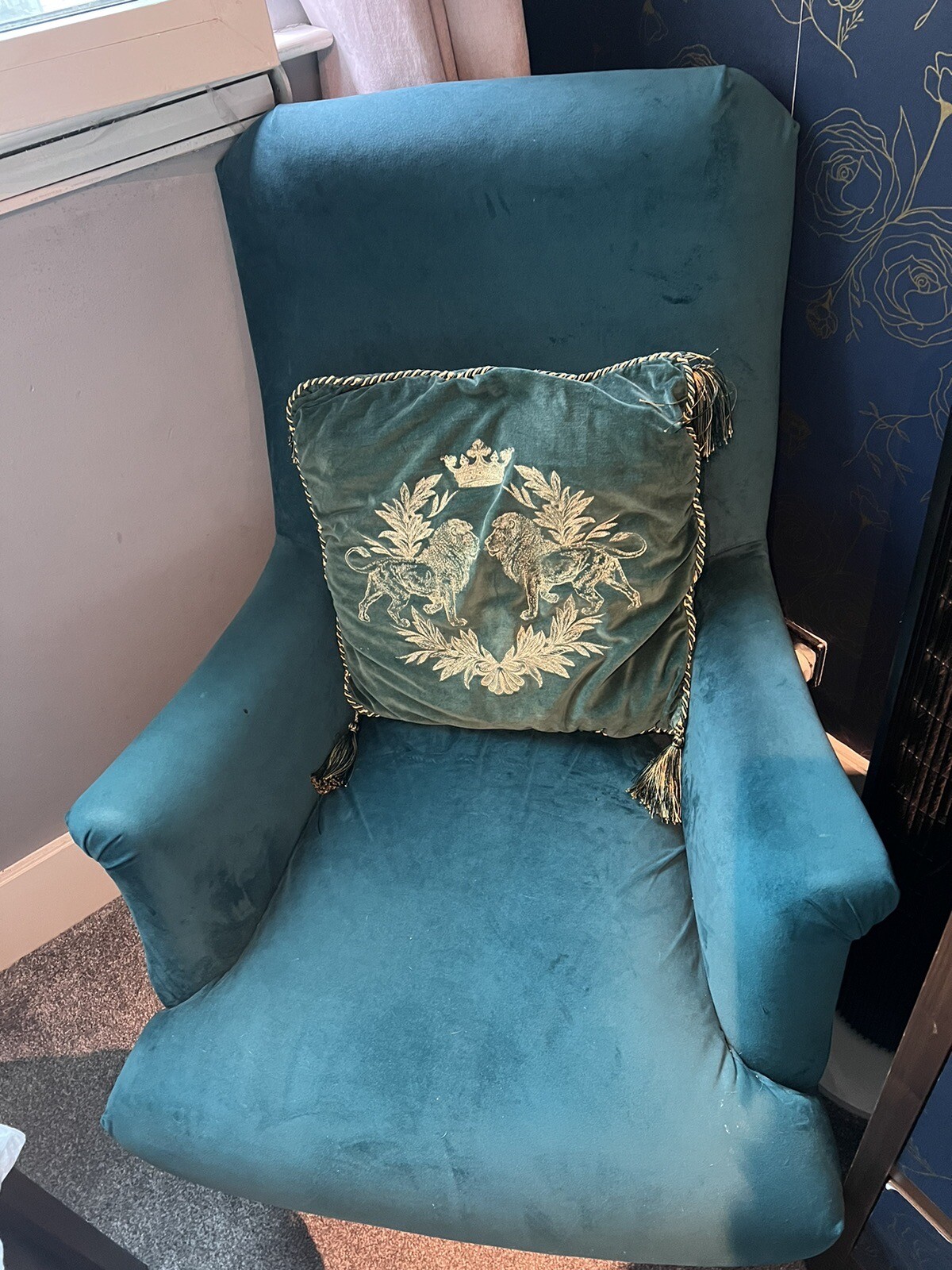 Green Velvet Armchair eBay