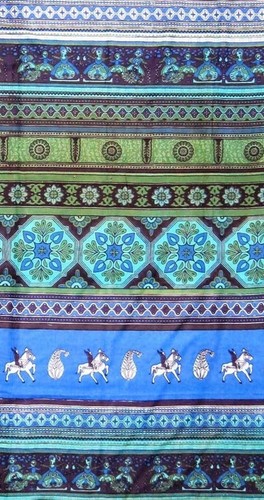 Kalamkari Print Cotton Floral Tapestry Wall Hang Thin Bedspread Queen Blue Green - Picture 2 of 5