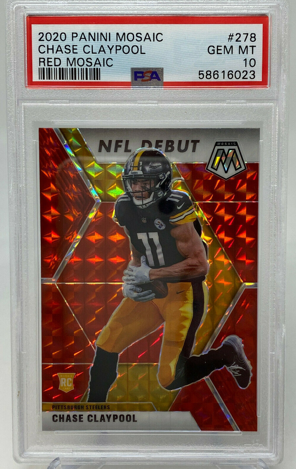 2020 Panini Mosaic #278 Chase Claypool Red Mosaic Rookie Card - PSA 10