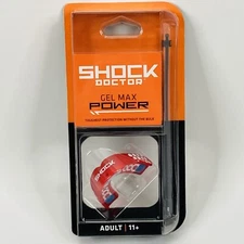 Shock Doctor Gel Max Mouthguard RED Adult 11+ w/ Tether Use Strap Or Strapless