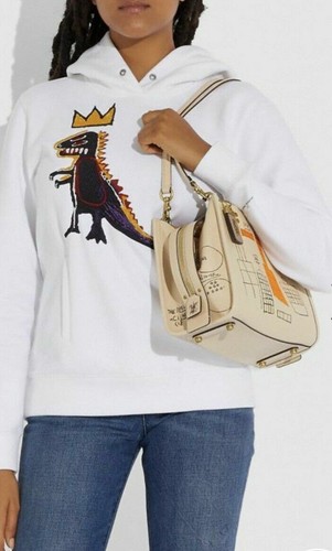 ๐ COACH Jean-Michel Basquiat Rogue 25 Leather Tote Bag Handbag Purse Ivory NWT - Picture 4 of 4