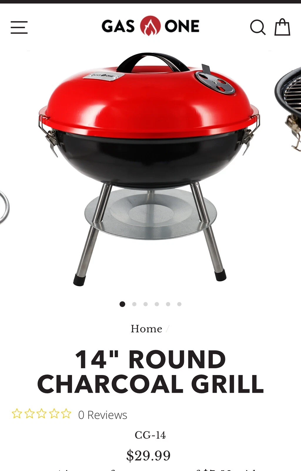 Gas One – 14-Inch Portable Barbecue Grill with 3-Point Locking Lid for Heat Pres