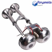 Marine Trumpet Horn Twin Dual Electric Powerful Boat Horn Stainless Steel 12v