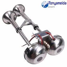 Marine Trumpet Horn Twin Dual Electric Powerful Boat Horn Stainless Steel 12V
