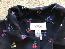TALBOTS WOMENS SHORT-SLEEVE BLACK FLORAL DRESS SZ S 4 FLORAL PRINT - NICE!