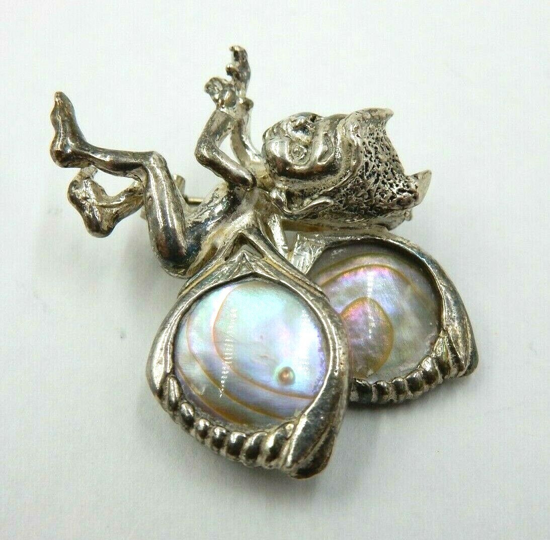 VINTAGE STERLING SILVER MAGIC PIXIE ELF ABALONE S… - image 8