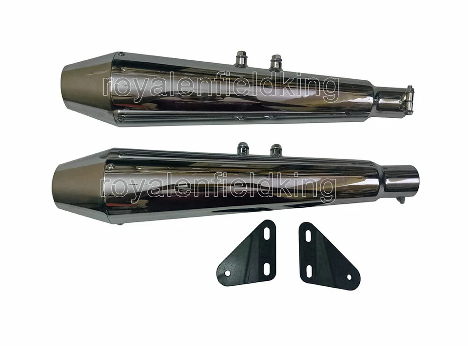 Adapté Pour Royal Enfield AEW Te 101 Chrome Silencieux Gt & Intercepteur 650 - Photo 4/4