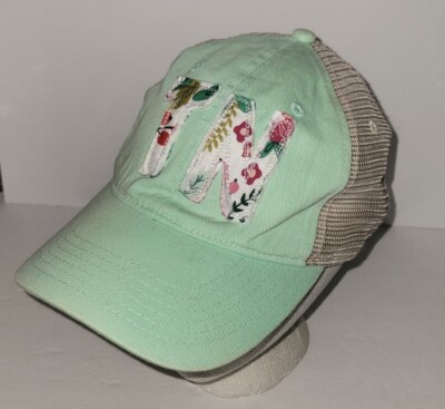 TENNESSEE TN mint Pastel Green Floral Cotton Snapback Mesh